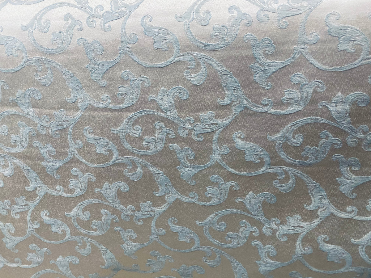 NEW Princess Menlar Antique Inspired Eggshell Silver Blue Satin Floral Upholstery Fabric - Fancy Styles Fabric Pierre Frey Lee Jofa Brunschwig & Fils