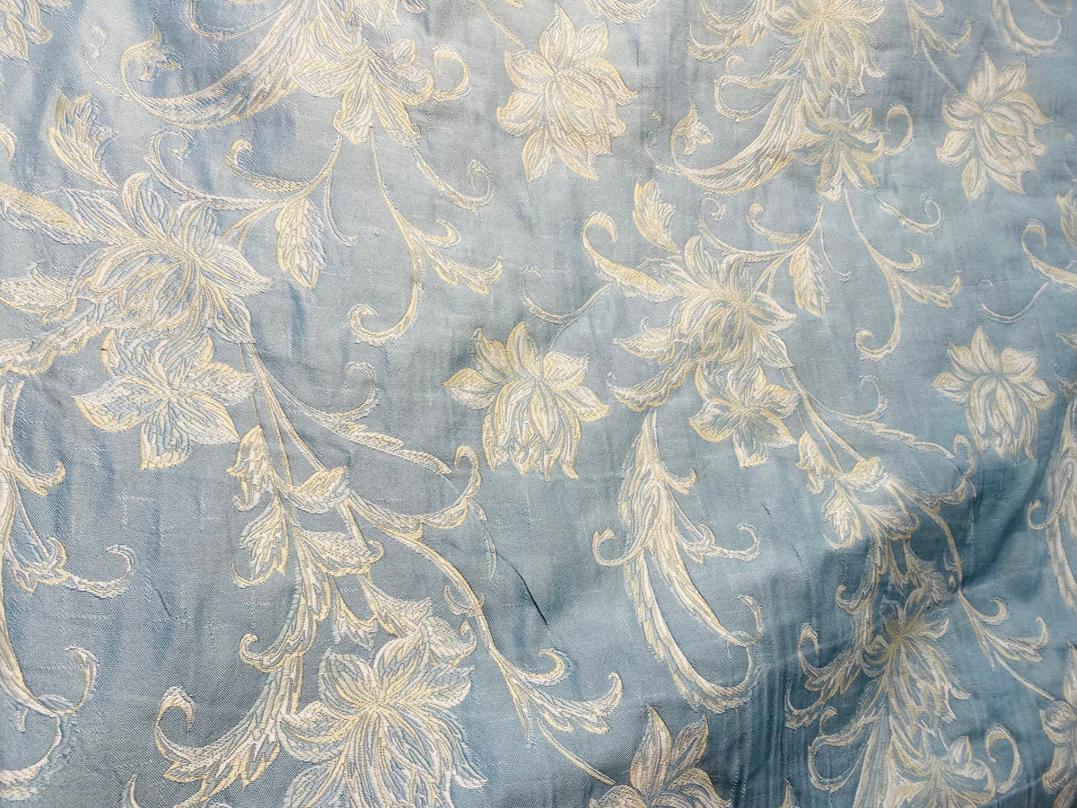 NEW! Queen Petrie Designer Quilted Brocade Floral Upholstery Fabric- French Blue LL - Fancy Styles Fabric Pierre Frey Lee Jofa Brunschwig & Fils