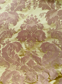 NEW! Princess Branda 100% Silk Satin Novelty Jacquard Damask Fabric- Pink and Gold - Fancy Styles Fabric Pierre Frey Lee Jofa Brunschwig & Fils