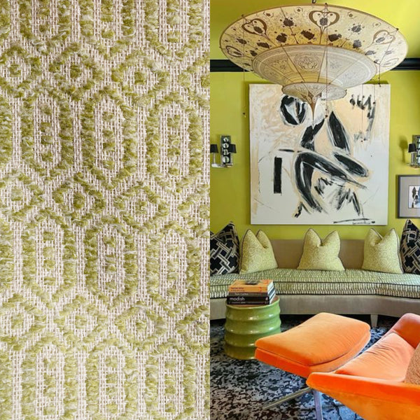 New! SUNBRELLA Novelty Boucle Waterproof Indoor Outdoor Lime Pistachio Upholstery and Decorating Fabric - Fancy Styles Fabric Pierre Frey Lee Jofa Brunschwig & Fils