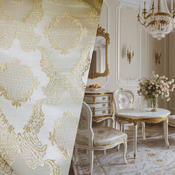 NEW! Duke Fiante Brocade Satin Fabric- Champagne- Damask Upholstery Neoclassical Louis - Fancy Styles Fabric Pierre Frey Lee Jofa Brunschwig & Fils