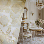 NEW! Duke Fiante Brocade Satin Fabric- Champagne- Damask Upholstery Neoclassical Louis