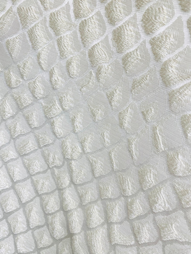 NEW! Duchess Fante Brocade Satin Fabric- White- Diamond Upholstery Neoclassical Louis