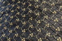 DEAL! Queen Elizabeth 100% Silk Dupioni Embroidered Quilted Floral Fabric- Black Gold - Fancy Styles Fabric Pierre Frey Lee Jofa Brunschwig & Fils