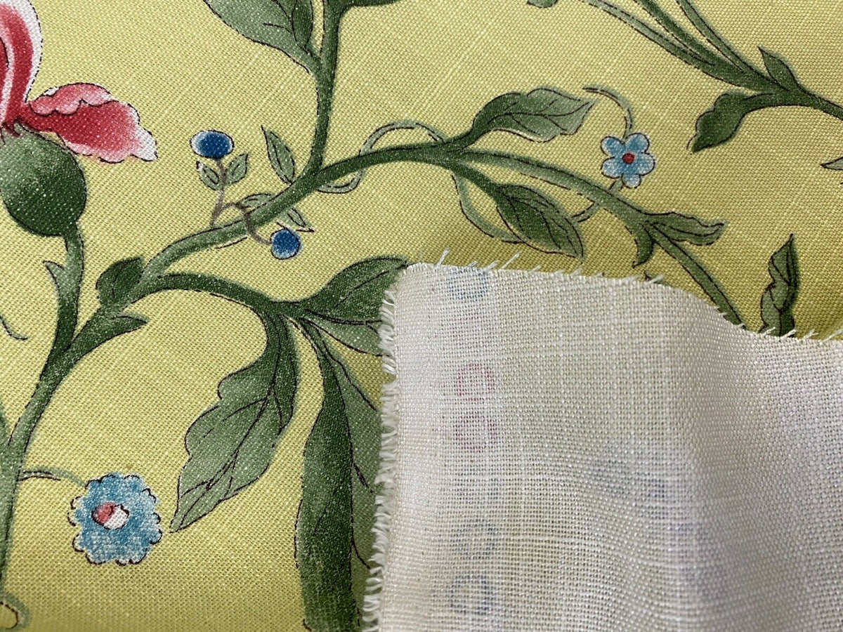NEW! Miss Jamie Designer Floral & Bird Motif Drapery Upholstery Fabric- French Yellow - Fancy Styles Fabric Pierre Frey Lee Jofa Brunschwig & Fils
