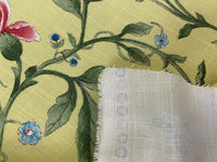 NEW! Miss Jamie Designer Floral & Bird Motif Drapery Upholstery Fabric- French Yellow - Fancy Styles Fabric Pierre Frey Lee Jofa Brunschwig & Fils