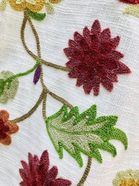 Novelty Crewel Birds Floral Embroidery Linen Inspired Fabric Upholstery Costume Drapery - Fancy Styles Fabric Pierre Frey Lee Jofa Brunschwig & Fils