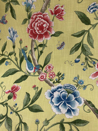 NEW! Miss Jamie Designer Floral & Bird Motif Drapery Upholstery Fabric- French Yellow - Fancy Styles Fabric Pierre Frey Lee Jofa Brunschwig & Fils