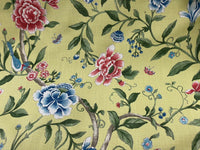 NEW! Miss Jamie Designer Floral & Bird Motif Drapery Upholstery Fabric- French Yellow - Fancy Styles Fabric Pierre Frey Lee Jofa Brunschwig & Fils