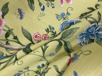 NEW! Miss Jamie Designer Floral & Bird Motif Drapery Upholstery Fabric- French Yellow - Fancy Styles Fabric Pierre Frey Lee Jofa Brunschwig & Fils