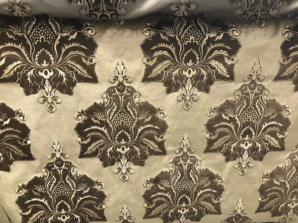 NEW! Made In Belgium Brocade Cut Velvet Fabric- Taupe Chocolate - Upholstery - Fancy Styles Fabric Pierre Frey Lee Jofa Brunschwig & Fils