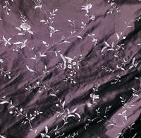 Queen Amaranth 100% Silk Taffeta Embroidered Floral Fabric- Purple - Fancy Styles Fabric Pierre Frey Lee Jofa Brunschwig & Fils