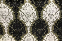 Prince John Designer Made In Italy Damask Chenille Velvet Fabric Upholstery-Black Gold White - Fancy Styles Fabric Pierre Frey Lee Jofa Brunschwig & Fils
