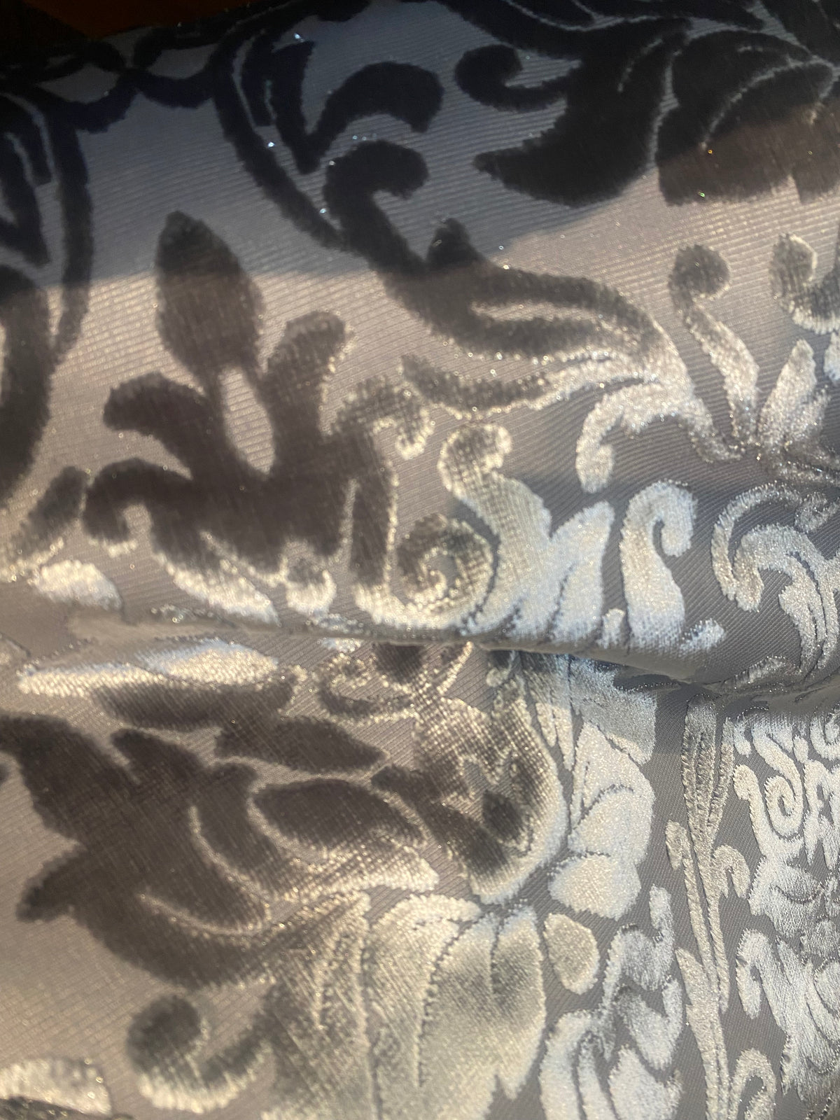 King Richardson Designer Medallion Damask Velvet Fabric Upholstery-Dark Grey - Fancy Styles Fabric Pierre Frey Lee Jofa Brunschwig & Fils