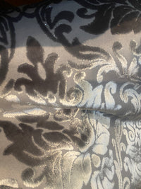 King Richardson Designer Medallion Damask Velvet Fabric Upholstery-Dark Grey - Fancy Styles Fabric Pierre Frey Lee Jofa Brunschwig & Fils