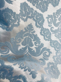 NEW 36" x 54" Remnant - King Pelmar Antique Inspired Eggshell Silver Blue Satin Brocade Upholstery Fabric (Copy) - Fancy Styles Fabric Pierre Frey Lee Jofa Brunschwig & Fils