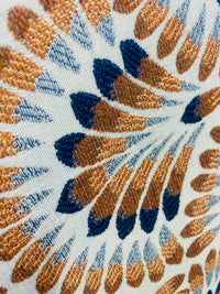New! SUNBRELLA Plume Tropics- Blue Orange Upholstery Fabric - Fancy Styles Fabric Pierre Frey Lee Jofa Brunschwig & Fils