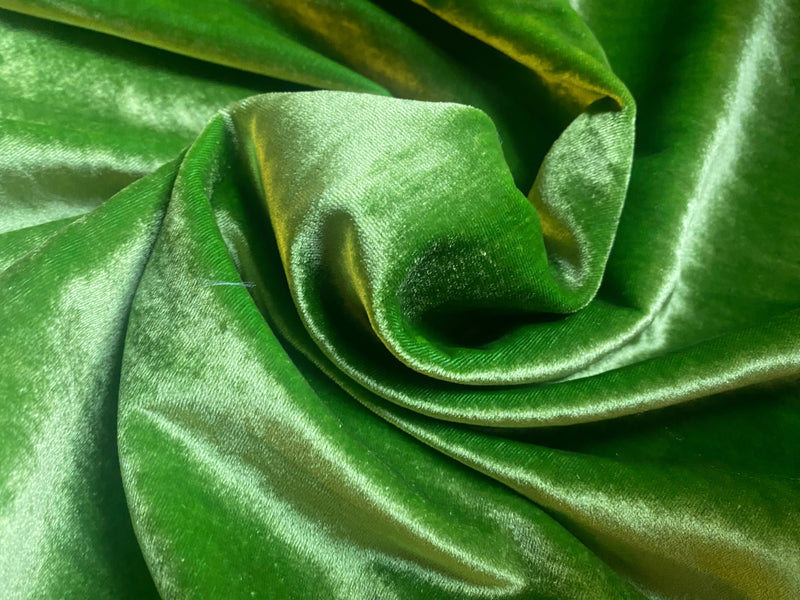 App Sale: Queen of The Dark- Leaf Green 100% Silk Velvet Fabric with Interfacing