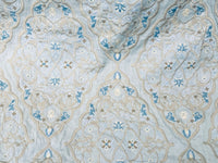 NEW! SALE! Scalamandre 100% Linen Medallion Embroidered Fabric Blue - Fancy Styles Fabric Pierre Frey Lee Jofa Brunschwig & Fils