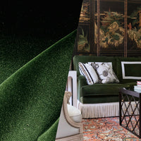New Prince Oliver 100% Cotton made in Belgium Velvet Fabric in Central Park Green - Fancy Styles Fabric Pierre Frey Lee Jofa Brunschwig & Fils