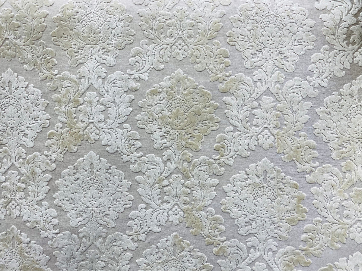 NEW! Duke Gabriel Designer Medallion Burnout Chenille Velvet Fabric - Pearl Cream - Fancy Styles Fabric Pierre Frey Lee Jofa Brunschwig & Fils