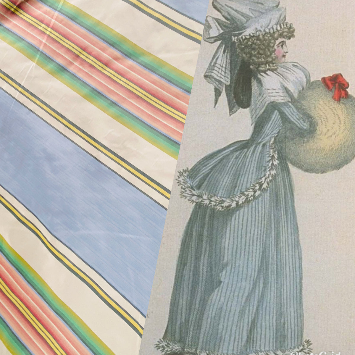 Back in stock! NEW Princess Penelope Designer 100% Silk Taffeta Stripes Fabric - Blue 55” Wide - Fancy Styles Fabric Pierre Frey Lee Jofa Brunschwig & Fils