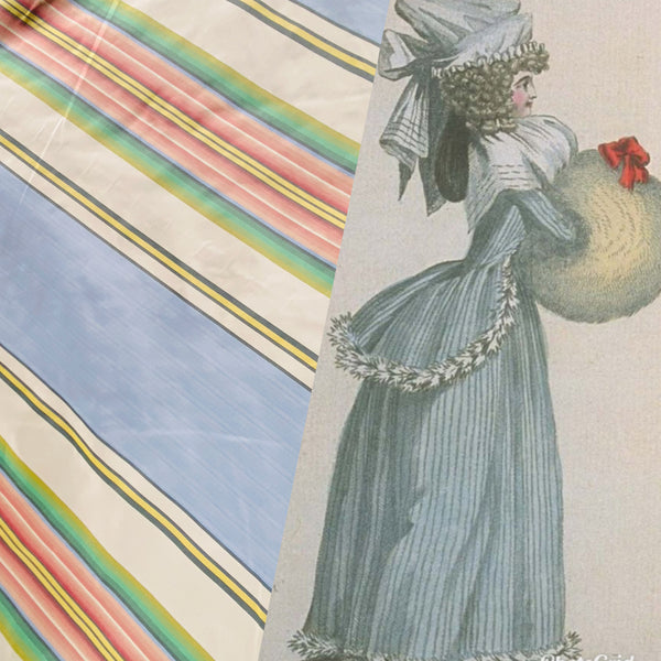 Back in stock! NEW Princess Penelope Designer 100% Silk Taffeta Stripes Fabric - Blue 55” Wide - Fancy Styles Fabric Pierre Frey Lee Jofa Brunschwig & Fils