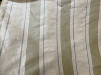 NEW Queen Sherrice 100% Silk Dupioni Ribbon Stripes Fabric - Pistachio Green and Cream with Sea Foam Blue Pinstripe - Fancy Styles Fabric Pierre Frey Lee Jofa Brunschwig & Fils