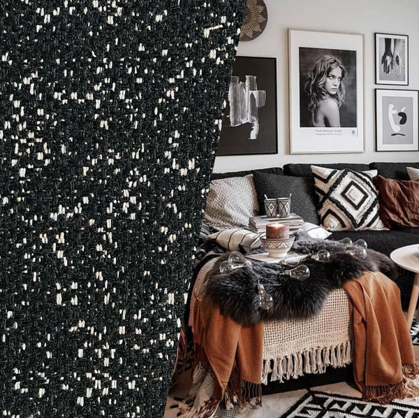 New! SUNBRELLA Tweeds Raven Black and White Water Repellent Indoor Outdoor Fabric - Fancy Styles Fabric Pierre Frey Lee Jofa Brunschwig & Fils