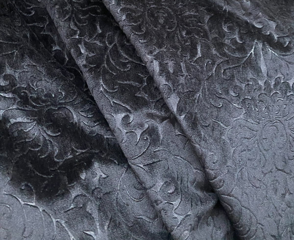NEW! Prince Pang - Designer Italian Venetian Burnout Damask Cut Velvet Black Fabric Upholstery - Fancy Styles Fabric Pierre Frey Lee Jofa Brunschwig & Fils