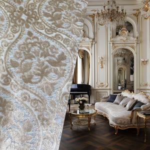 NEW Sir Sanders Novelty Burnout Medallion Chenille Velvet Fabric - Cream Blush - Fancy Styles Fabric Pierre Frey Lee Jofa Brunschwig & Fils