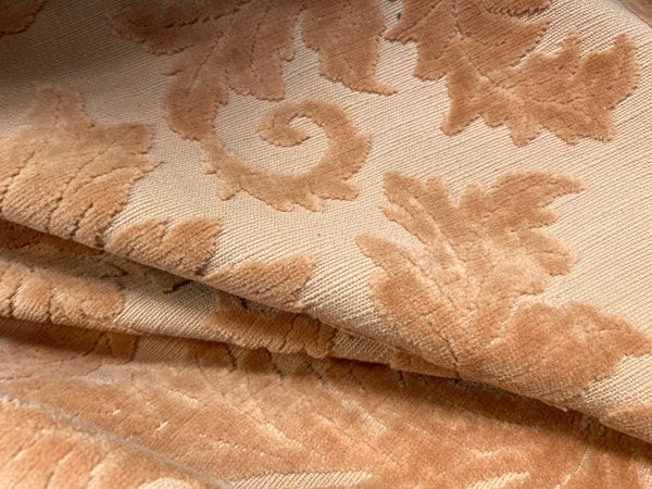 NEW! Prince Lether - Designer Italian Venetian Burnout Floral Velvet Peach Pink Fabric Upholstery - Fancy Styles Fabric Pierre Frey Lee Jofa Brunschwig & Fils