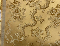NEW SALE Princess Hailey Designer Brocade Satin Fabric- Antique Yellow Gold Floral Medallion - Fancy Styles Fabric Pierre Frey Lee Jofa Brunschwig & Fils