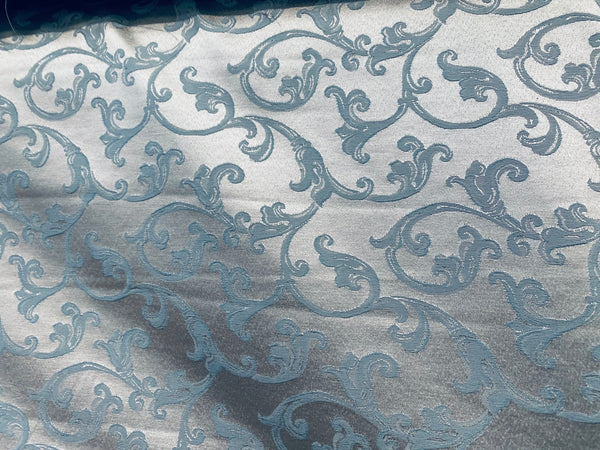 NEW Princess Menlar Antique Inspired Eggshell Silver Blue Satin Floral Upholstery Fabric - Fancy Styles Fabric Pierre Frey Lee Jofa Brunschwig & Fils