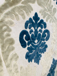NEW! Emperor Julius Designer Italian Burnout Medallion Chenille Velvet Silver-Blue Light Grey Fabric Upholstery - Fancy Styles Fabric Pierre Frey Lee Jofa Brunschwig & Fils