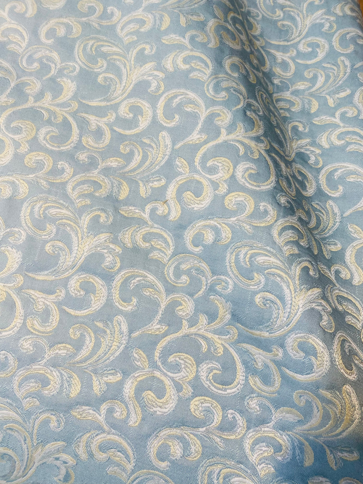 NEW! King Peter Designer Quilted Brocade Floral Upholstery Fabric- French Blue - Fancy Styles Fabric Pierre Frey Lee Jofa Brunschwig & Fils
