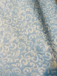 NEW! King Peter Designer Quilted Brocade Floral Upholstery Fabric- French Blue - Fancy Styles Fabric Pierre Frey Lee Jofa Brunschwig & Fils