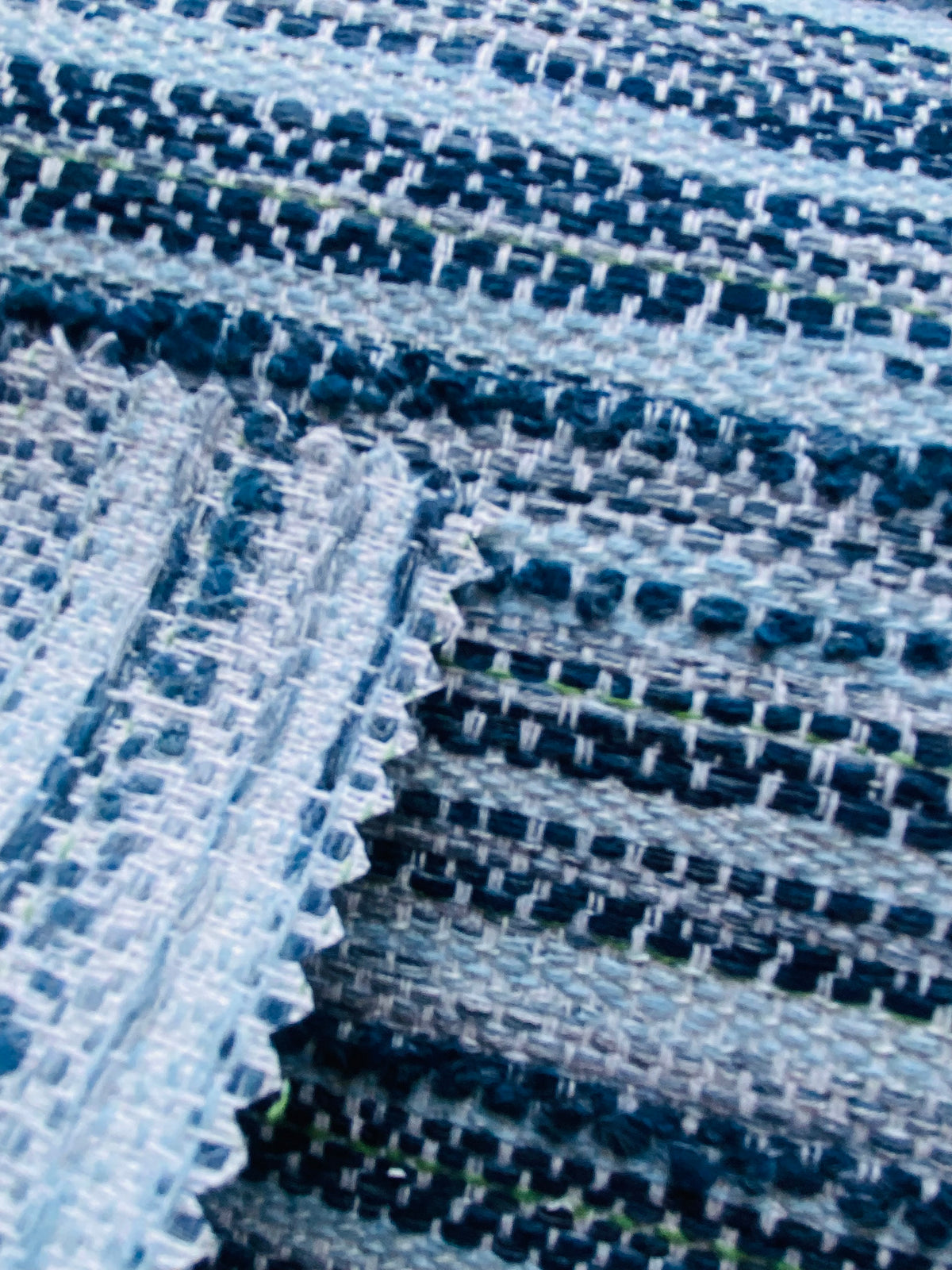 New! SUNBRELLA Navy Indigo Blue Stripes Boucle Waterproof Indoor Outdoor Upholstery Fabric - Fancy Styles Fabric Pierre Frey Lee Jofa Brunschwig & Fils