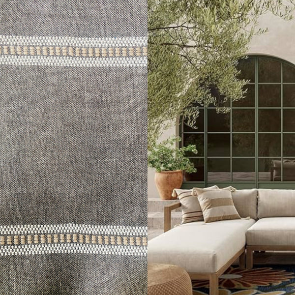 New! SUNBRELLA Novelty Waterproof Indoor Outdoor Natural Taupe Stripe Upholstery and Decorating Fabric - Fancy Styles Fabric Pierre Frey Lee Jofa Brunschwig & Fils