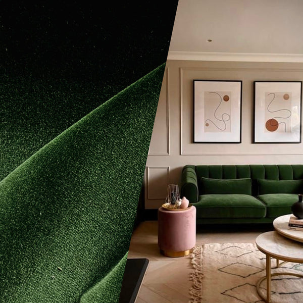New Prince Oliver 100% Cotton made in Belgium Velvet Fabric in Central Park Green - Fancy Styles Fabric Pierre Frey Lee Jofa Brunschwig & Fils