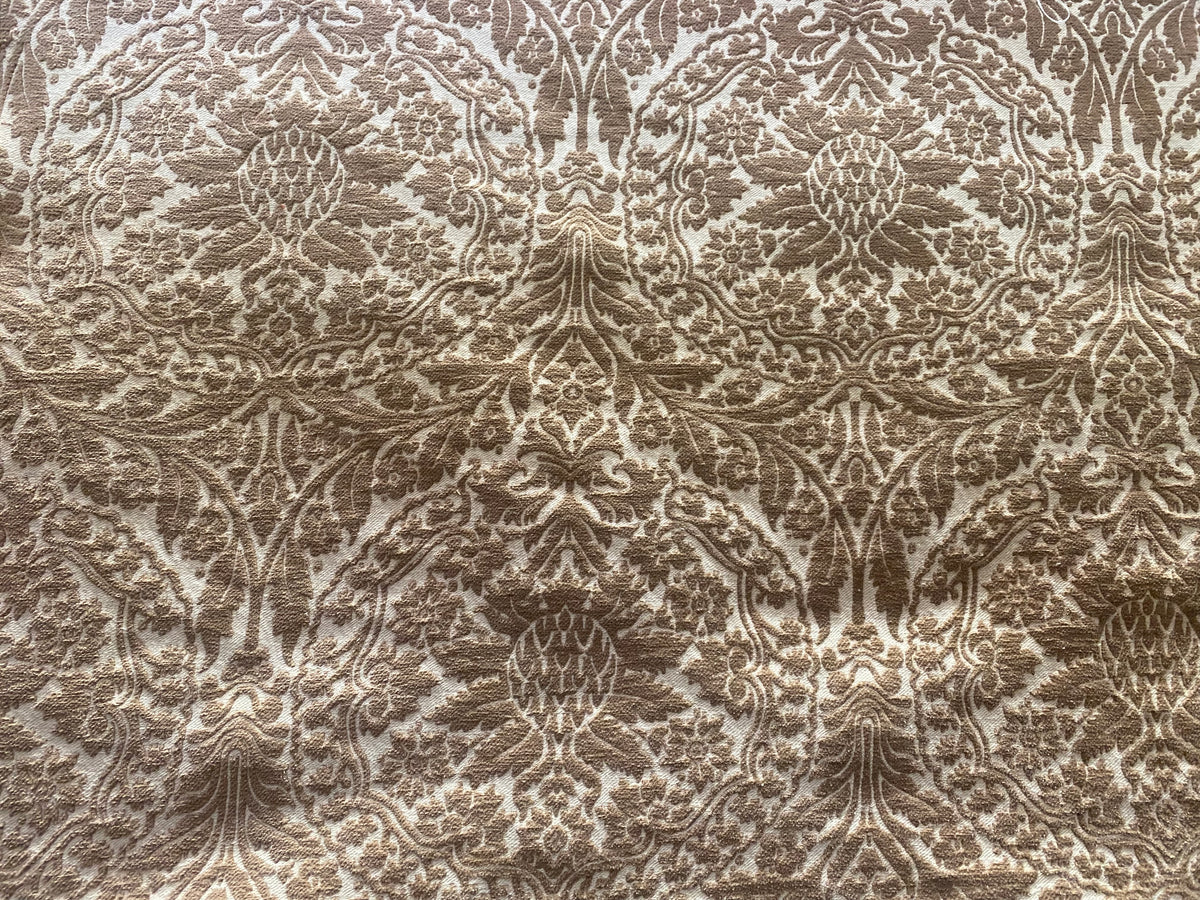 NEW! Prince Teffler - Designer Italian Venetian Burnout Damask Cut Velvet Taupe Fabric Upholstery - Fancy Styles Fabric Pierre Frey Lee Jofa Brunschwig & Fils