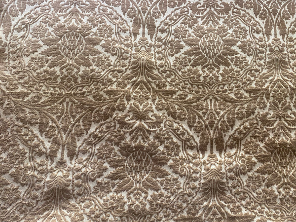 NEW! Prince Teffler - Designer Italian Venetian Burnout Damask Cut Velvet Taupe Fabric Upholstery - Fancy Styles Fabric Pierre Frey Lee Jofa Brunschwig & Fils