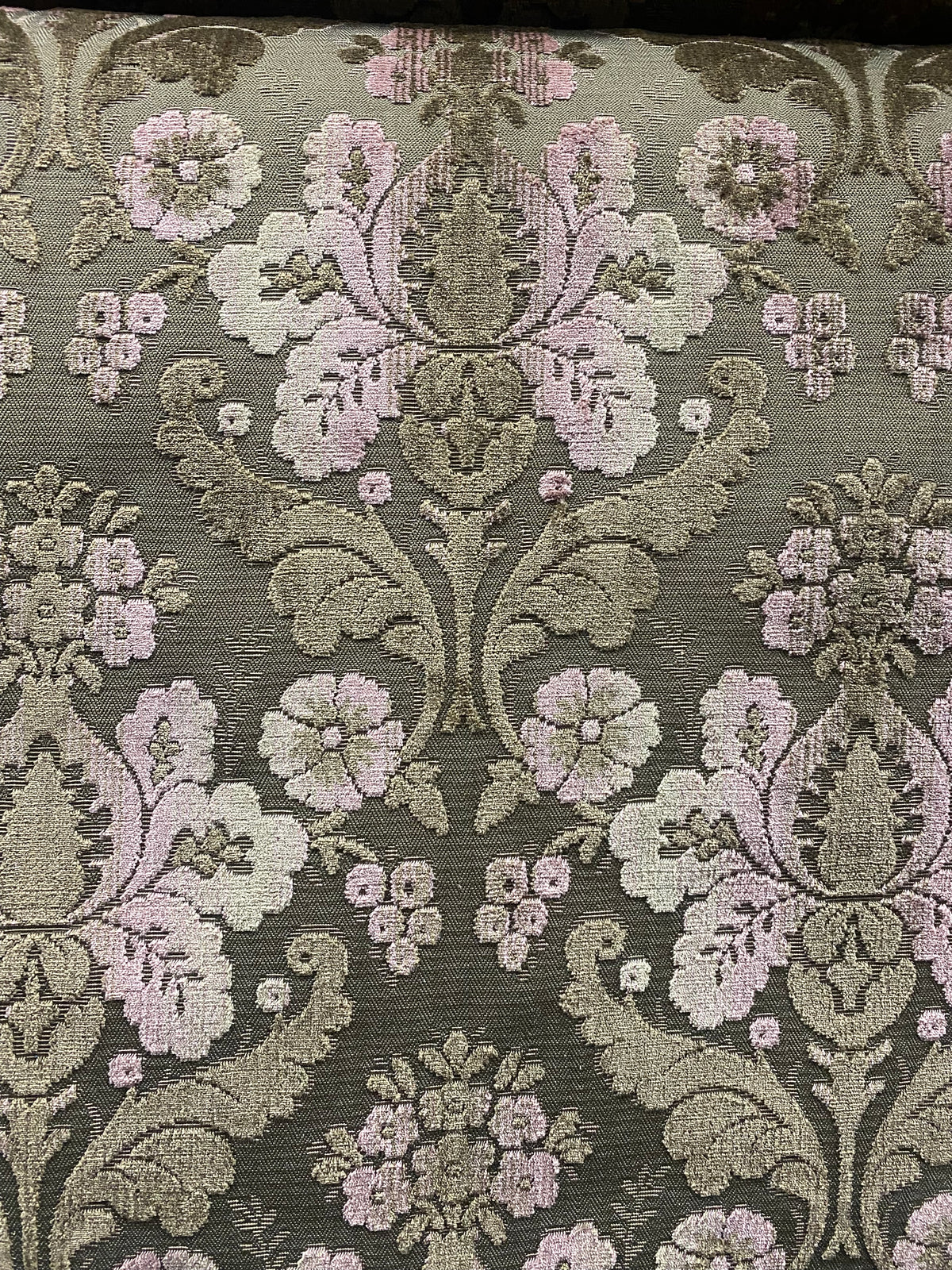 NEW! Duke Napoli Designer Venetian Italian Burnout Medallion Chenille Velvet Pink Taupe Fabric Upholstery Style# HG10008 - Fancy Styles Fabric Pierre Frey Lee Jofa Brunschwig & Fils