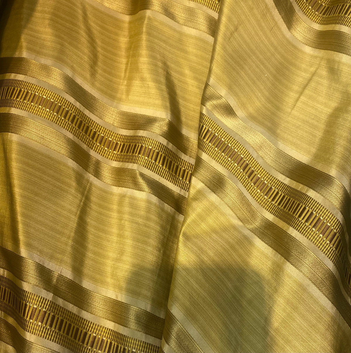 NEW Duchess Jessy 100% Silk Satin Embroidered Scroll Stripe Motif Fabric- Gold - Fancy Styles Fabric Pierre Frey Lee Jofa Brunschwig & Fils