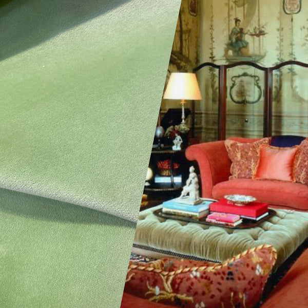 NEW! Prince Burgess Designer Upholstery Cotton Velvet Fabric - Pistachio - Fancy Styles Fabric Pierre Frey Lee Jofa Brunschwig & Fils