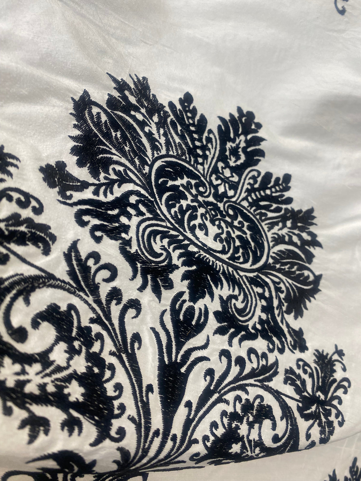 NEW COLOR! Lady Krista Novelty Embroidered 100% Silk Taffeta Fabric Black and White - Fancy Styles Fabric Pierre Frey Lee Jofa Brunschwig & Fils