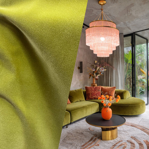 NEW! Restocked! Prince Oliver - Designer 100% Cotton Made In Belgium Upholstery Velvet Fabric - Icy Kiwi - Fancy Styles Fabric Pierre Frey Lee Jofa Brunschwig & Fils