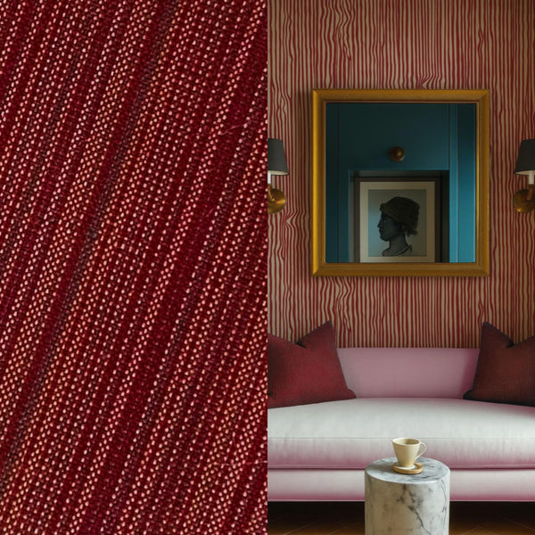 NEW! Lady Bridgette Designer 100% Silk Dupioni Fabric - Striped Burgundy - Fancy Styles Fabric Pierre Frey Lee Jofa Brunschwig & Fils