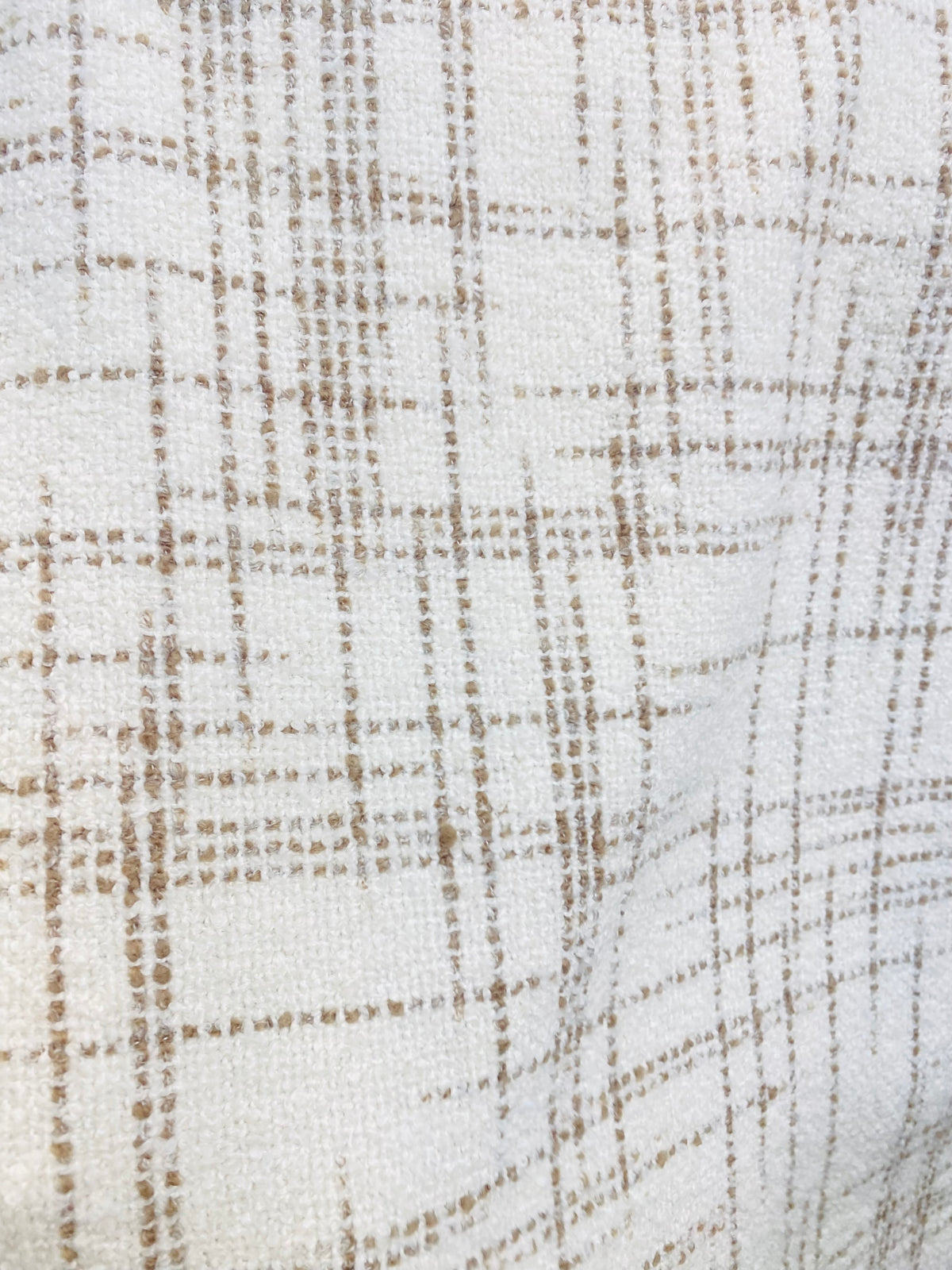 NEW Count York Designer Heavyweight Boucle Upholstery Fabric in White and Taupe Plaid Melange - Fancy Styles Fabric Pierre Frey Lee Jofa Brunschwig & Fils