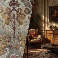 NEW! Duke Napoli Designer Venetian Italian Burnout Medallion Chenille Velvet Gold Taupe Fabric Upholstery Style# HG10007 - Fancy Styles Fabric Pierre Frey Lee Jofa Brunschwig & Fils